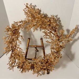 Gold Icy Glass Decorative Wreath Christmas Holiday Festive Classy
